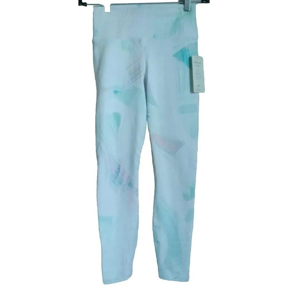 NWT Fabletics Leggings White Watercolor Women's Size S/M 7/8 26" Inseam
